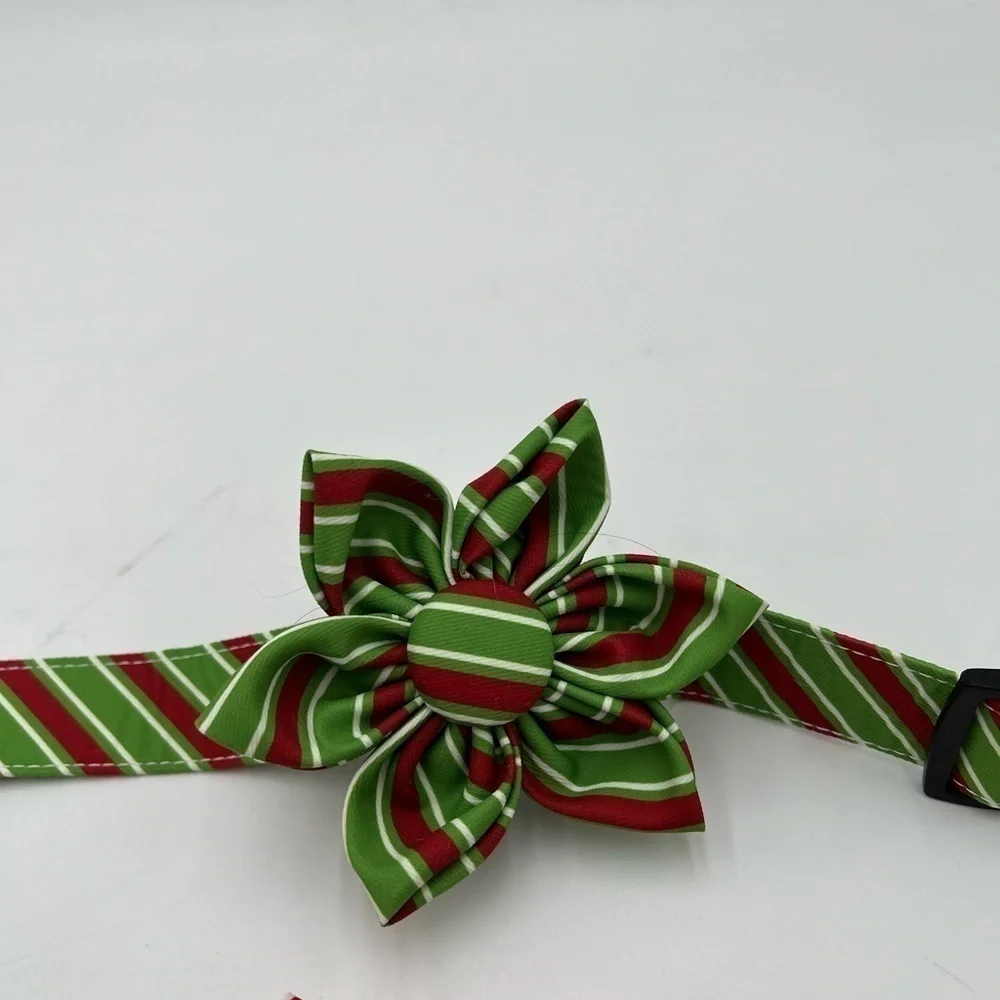 Malier Bandanas & Collar 2 Pack- Flower Red and Green Flower New